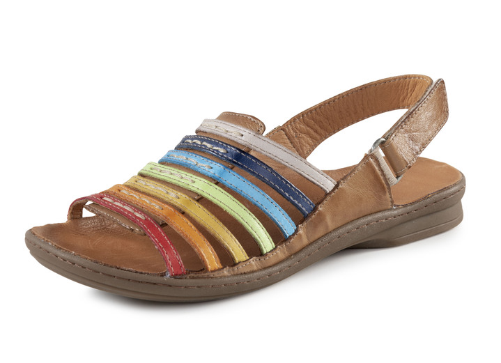 Sandaletter & slip in-skor - Tvillingsandal gjord av nappaläder i kohud, i storlek 036 till 042, i färg BRUN-MULTICOLOR Utsikt 1