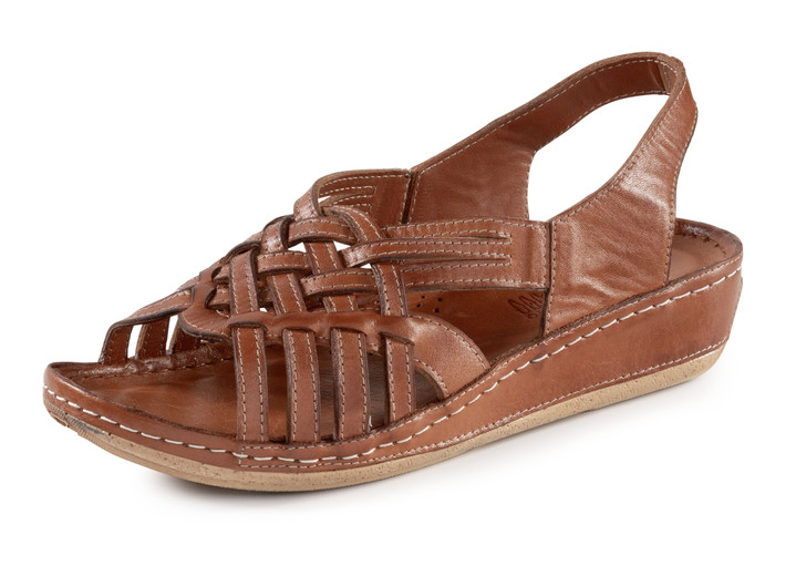 Sandaletter & slip in-skor - Gemini sandal med flätade remmar, i storlek 036 till 042, i färg COGNAC Utsikt 1