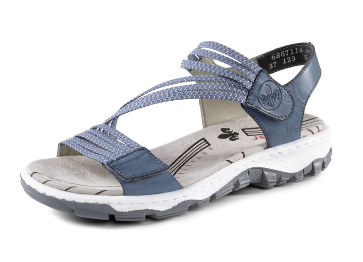 Damskor - Rieker-sandal med praktiska elastiska bandage, i storlek 036 till 042, i färg BLÅ Utsikt 1