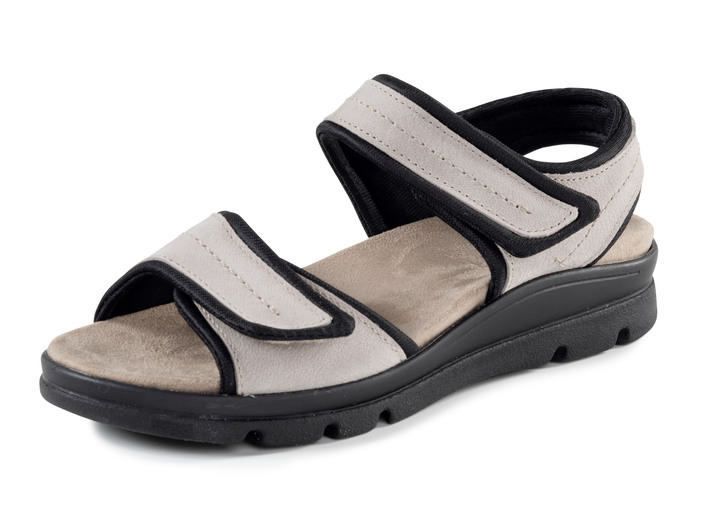 Elena Eden - ELENA EDEN sandal av mjukt nubuckläder och svart elastiskt material, i storlek 036 till 042, i färg BEIGE Utsikt 1