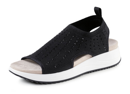 Caprice sandal med svarta glitterstenar