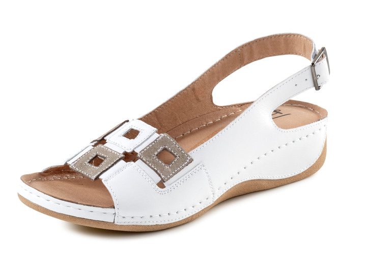 Sandaletter & slip in-skor - Sandal gjord av nappaläder med justerbar hälrem, i storlek 036 till 041, i färg VIT-BRONS Utsikt 1