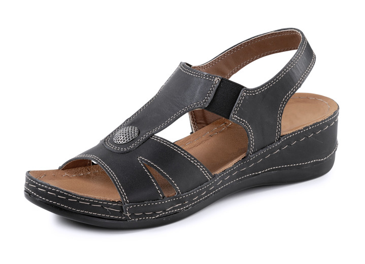 Elena Eden - ELENA EDEN sandal av nappaläder med metalldekor, i storlek 036 till 041, i färg SVART Utsikt 1