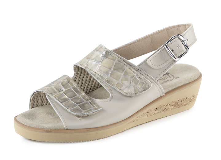Damskor - ELENA EDEN sandal gjord av nappaläder och krokodilpräglat lack, i storlek 036 till 042, i färg BEIGE Utsikt 1