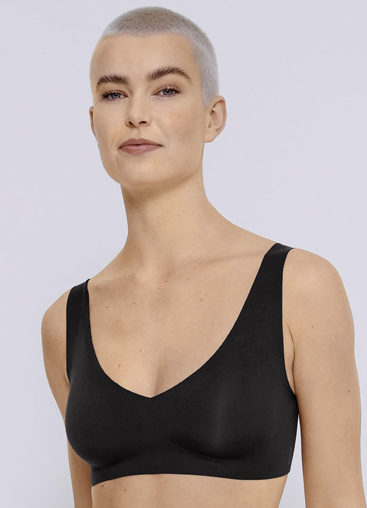 Mjuk-bh - Sloggi ZERO Feel bh med extra platta ändar, i storlek L till XL, i färg JEANS BLÅ Utsikt 1