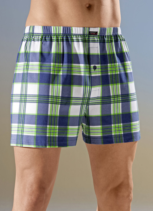 Byxor & boxershorts - Fyrapack rutiga boxershorts, i storlek 005 till 016, i färg 2X MARIN-GRÖN-VIT, 2X GRÖN-NAVY-VIT