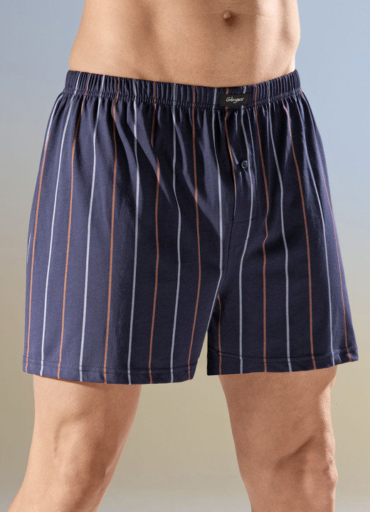 Byxor & boxershorts - Fyrapack boxershorts med knappgylf, i storlek 005 till 014, i färg 2XNAVY RANDIG, 2X MARINKONTROLL Utsikt 1