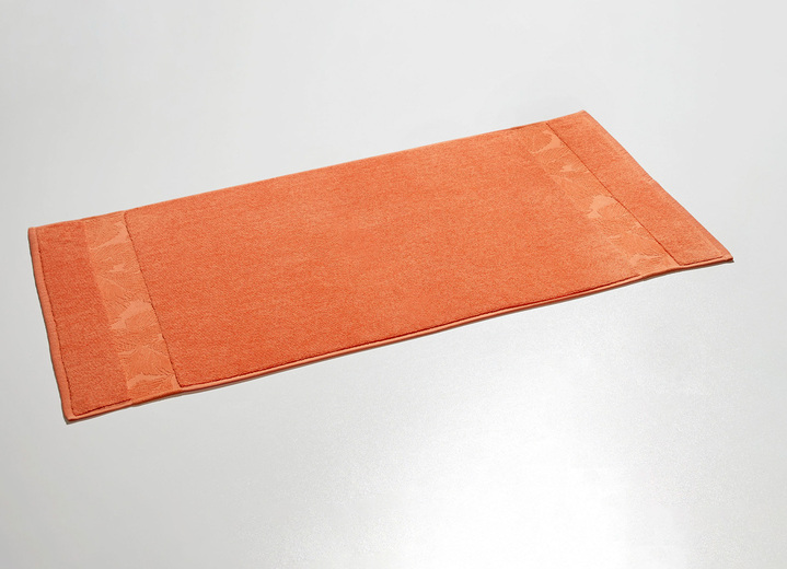 Badrumsinredning - Barfota-mjuk badmatta med naturlig bladdesign, i färg SVART-VITT, I utförande Jacquard-bord Utsikt 1