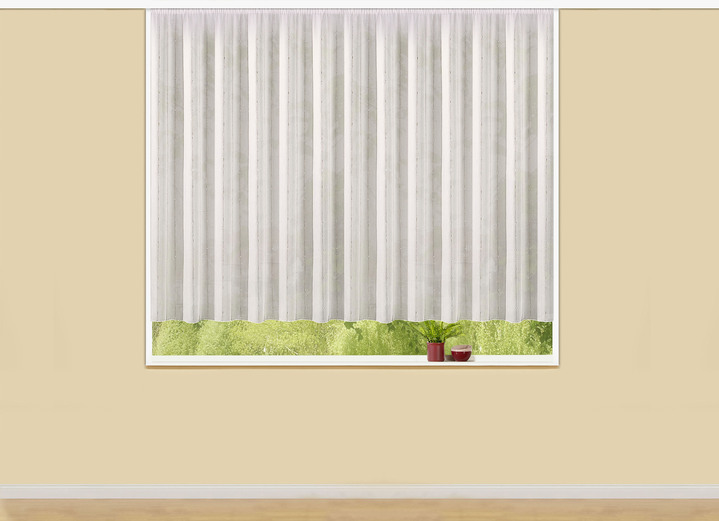 Gardiner - Förvara med ekologiskt mjukt blylinnefinish, i storlek 120 (H 95xW300 cm) till 253 (H240xW300 cm), i färg VIT-BEIGE Utsikt 1