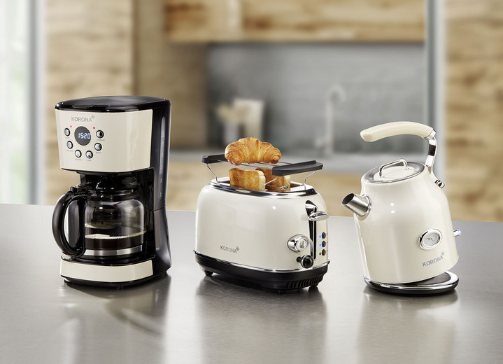 Elektriska köksapparater - Korona frukostserie i retrodesign, i färg CREME, I utförande Kaffebryggare Utsikt 1