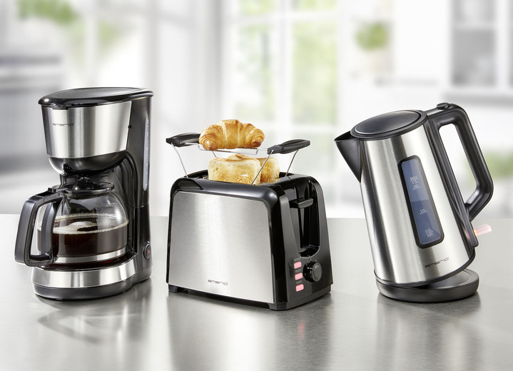 Elektriska köksapparater - Emerio frukostserie med applikationer i rostfritt stål, i färg SILVER-SVART, I utförande Brödrost Utsikt 1