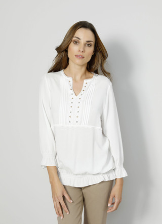Slip-on blus med volanger