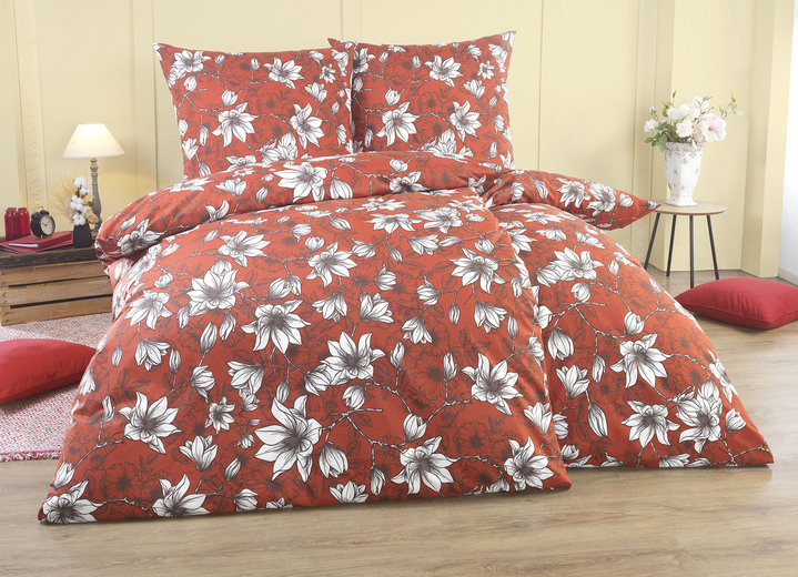 Påslakanset - Sängkläder i Renforcé-kvalitet, i storlek 111 (40/80 cm + 135/200 cm) till 115 (80/80 cm + 155/220 cm), i färg BORDEAUX Utsikt 1