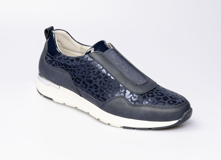 Damskor - Fashionabla stretchsneaker i leopardlook, i storlek 036 till 042, i färg BLAU Utsikt 1