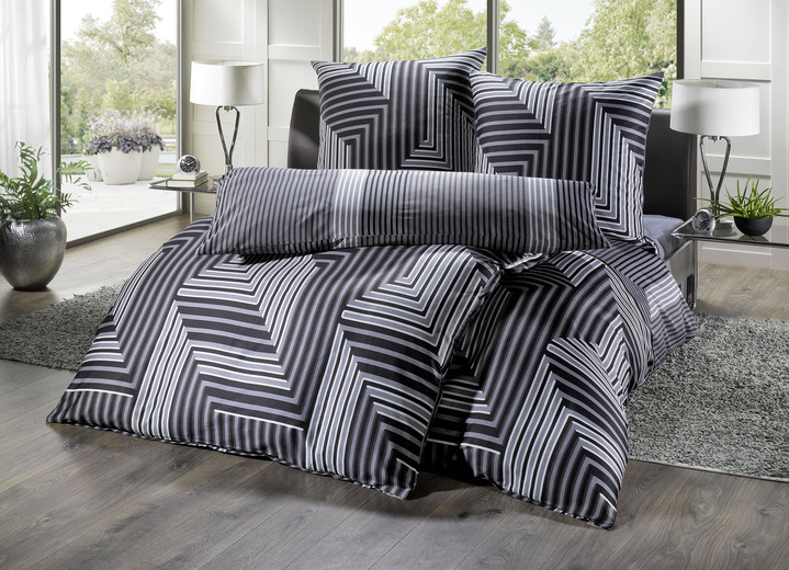 Påslakanset - Sängkläder i Renforcé-kvalitet, i storlek 111 (40/80 cm + 135/200 cm) till 115 (80/80 cm + 155/220 cm), i färg ANTHRAZIT Utsikt 1