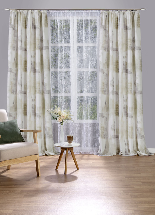 Klassisk - Underbar gardin gjord av dekorativt tyg, i storlek 358 (H145xW140 cm) till 456 (H245xW140 cm), i färg GRÜN Utsikt 1
