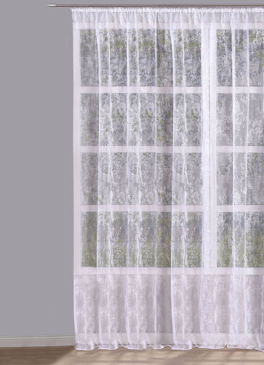 Klassisk - Fantastisk jacquard rullgardin, i storlek 140 (H125xW300 cm) till 298 (H245xW600 cm), i färg WEISS Utsikt 1