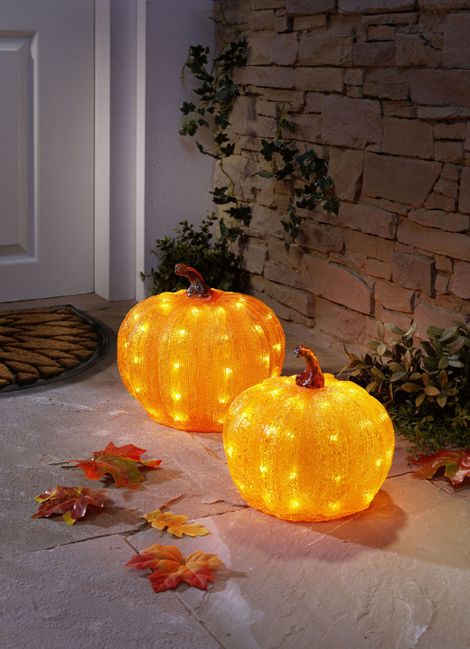 Trädgårdsbelysning - Batteridriven LED-pumpkin, i färg ORANGE, I utförande LED-Kürbis, 20 cm