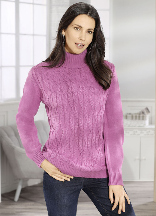 Lång ärm - Tröja med texturerad design, i storlek L(44/46) till XXL(52/54), i färg ROSENHOLZ Utsikt 1