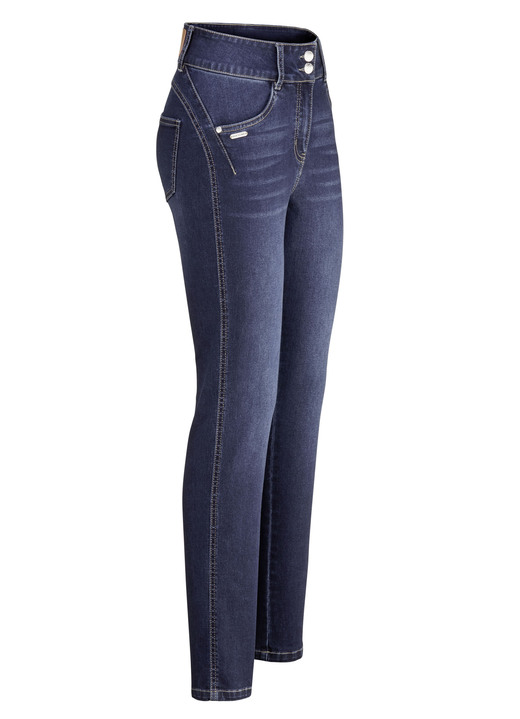 Byxor med knapp & dragkedja - Shaping jeans i 4-ficksform, i storlek 017 till 050, i färg SVART-VITT Utsikt 1