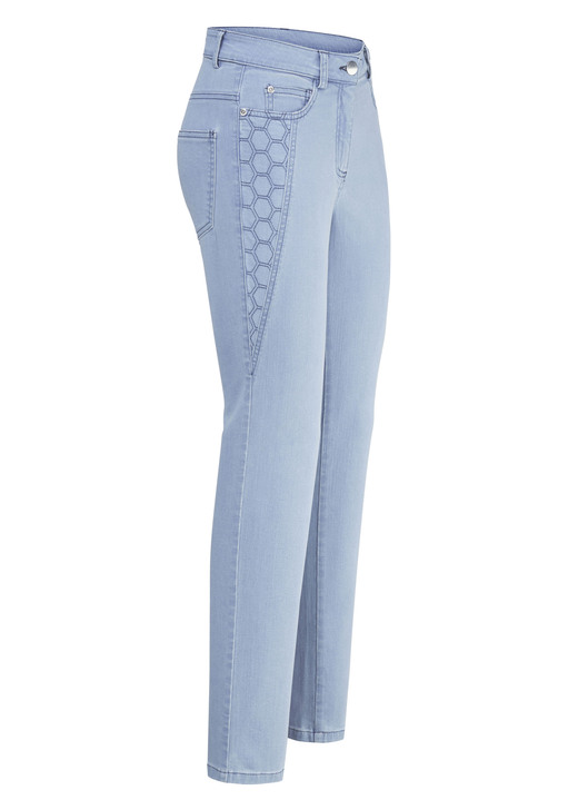 Byxor med knapp & dragkedja - Jeans med vackra broderier, i storlek 018 till 052, i färg HELLBLAU Utsikt 1