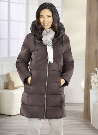 Funktionell lång parkas med fast huva