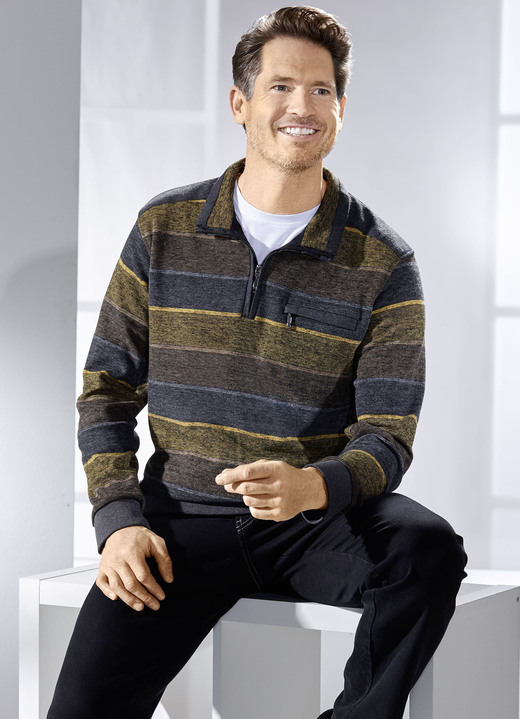 Sweatshirts - Troyer gjord av ren bomull, i storlek 3XL (64/66) till XXL (60/62), i färg MESSING-ANTHRAZIT-GRAU Utsikt 1