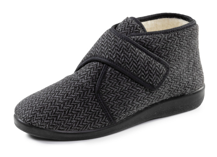 Tofflor - Ankelboots i textil med ett subtilt fiskbensmönster, i storlek 040 till 046, i färg ANTRACIT Utsikt 1