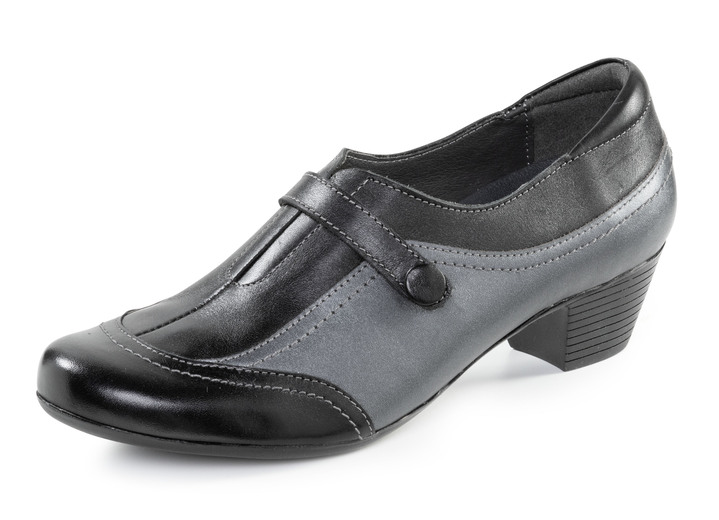 Pumps & ballerinaskor - ELENA EDEN, elegant damsko, vidd G, med uttagbar fotbädd, i storlek 036 till 042, i färg SVART-GAMMEL SILVER Utsikt 1