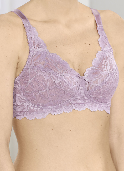 Bras - BH tillverkad av känslig elastisk spets, i storlek 075 till 105, i kopp B, i färg SYREN Utsikt 1