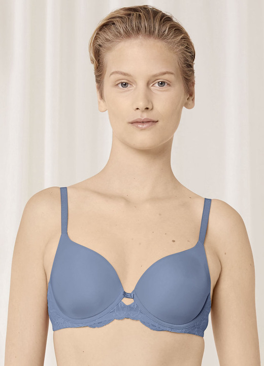 Bh med spets - Triumph Amourette bygelbh med elastisk spets, i storlek 075 till 095, i kopp C, i färg INDIGOBLAU Utsikt 1