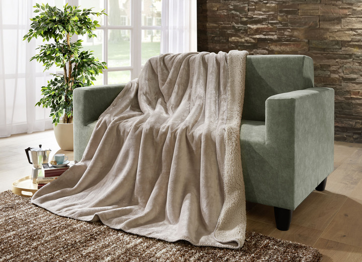 Filtar - Supermysig filt i teddyfleece-kvalitet, i färg TAUPE Utsikt 1