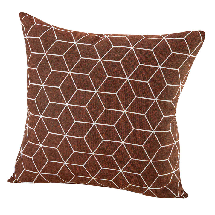 Prydnadskuddar & överdrag - Moderna kuddfodral i jacquardkvalitet, i storlek 105 (40x40 cm) till 110 (50x50 cm), i färg TERRA Utsikt 1