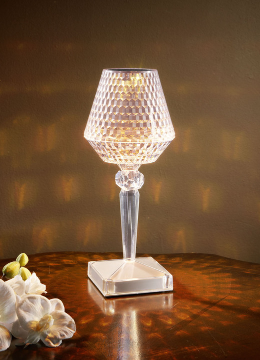 Lampor & armaturer - LED-bordslampa i kristall med batteridrift, i färg TRANSPARENT