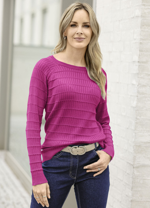 Lång ärm - Tröja i blandade mönster, i storlek 036 till 052, i färg FUCHSIA Utsikt 1