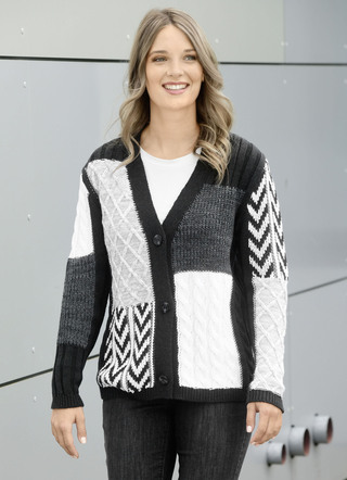 Cardigan i en mix av mönster