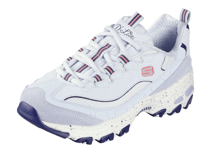 Damskor - SKECHERS sneakers med snörning och mockakanter, i storlek 036 till 041, i färg BLAU-PINK Utsikt 1