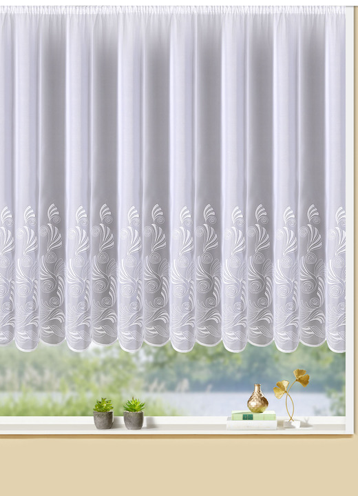 Plauener Stickerei - Högkvalitativa persienner för blomsterfönster, i storlek 140 (125x300 cm) till 181 (175x600 cm), i färg WEISS Utsikt 1