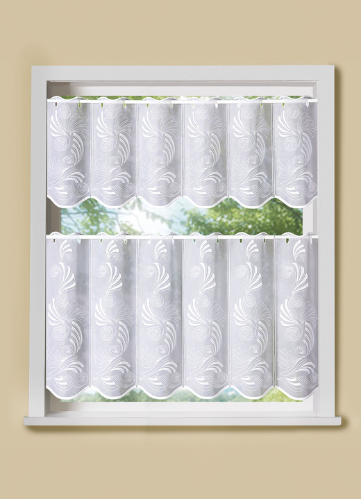 Korta gardiner - Sofistikerad kort persienn med stånggenomdragning, i storlek 822 (35x95 cm) till 876 (50x160 cm), i färg WEISS Utsikt 1