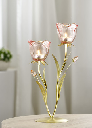 Elegant värmeljushållare med rosformade glas