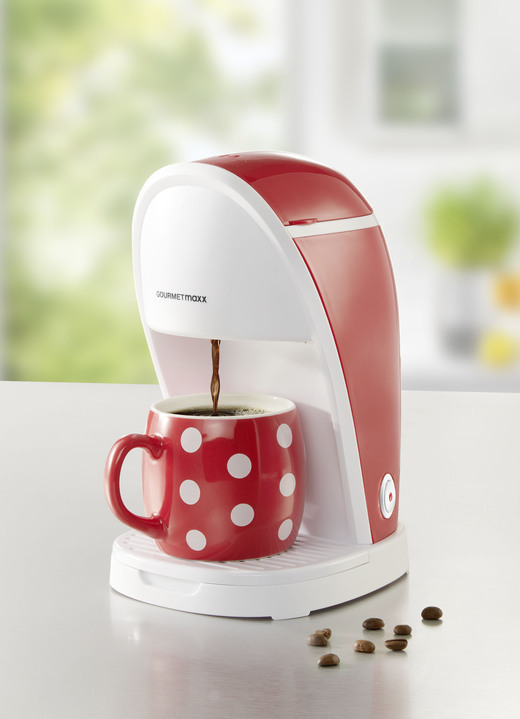 Kaffe & te - 1-kopps kaffemaskin för snabb kaffenjutning, i färg RÖD Utsikt 1