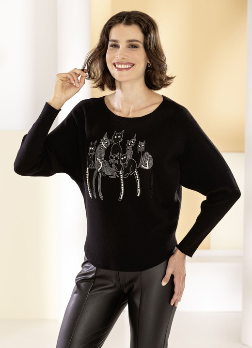 Festkläder - Pullover i mjuk, finstickad, i storlek L(44/46) till XXL(52/54), i färg SCHWARZ