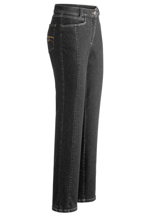 Byxor med knapp & dragkedja - Jeans med 4 fickor, i storlek 018 till 052, i färg SVART Utsikt 1