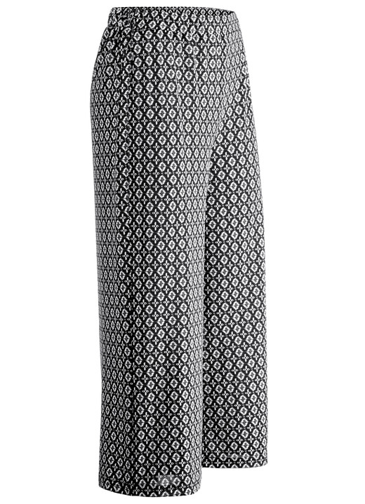 Byxor med resårlinning - Culottes i bekväm slip-on form, i storlek 036 till 054, i färg SCHWARZ-WEISS Utsikt 1