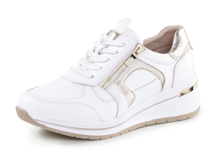 Damskor - ELENA EDEN, snygga damsneakers, vidd H, med uttagbar fotbädd, i storlek 036 till 042, i färg WEISS-GOLD Utsikt 1
