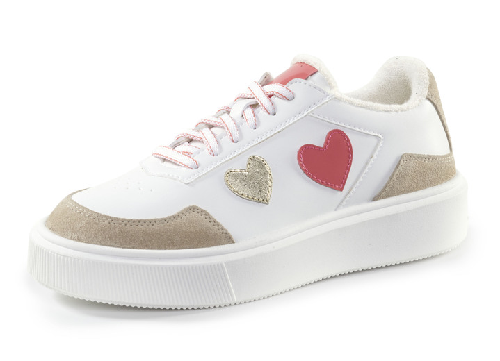 Damskor - ELENA EDEN sneakers dekorerade med söta hjärtan, i storlek 035 till 041, i färg WEISS-BUNT Utsikt 1