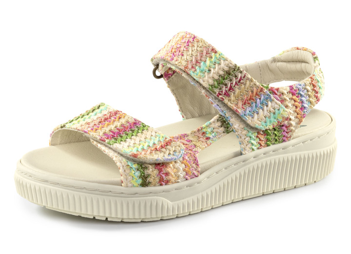 Damskor - ELENA EDEN sandal av intressant raffiamaterial, i storlek 036 till 042, i färg BEIGE-MULTI Utsikt 1