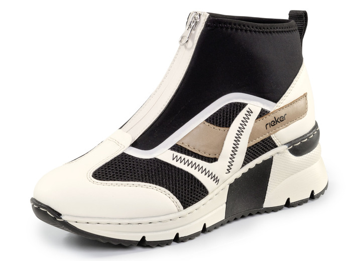 Damskor - Rieker bootie med skaft av elastisk textil, i storlek 036 till 042, i färg CREME-SCHWARZ-BRAUN Utsikt 1