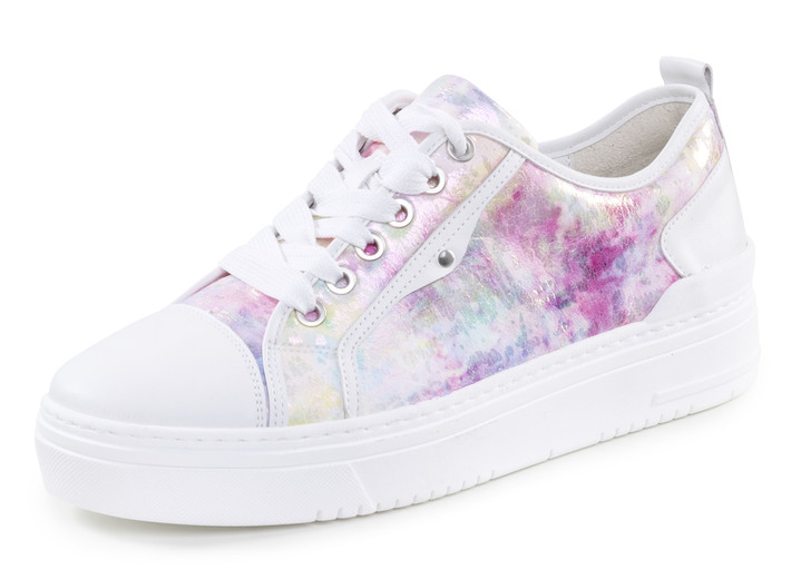 Damskor - Waldläufer sneakers med spets med lekfullt tryck, i färg WEISS-MULTICOLOR Utsikt 1