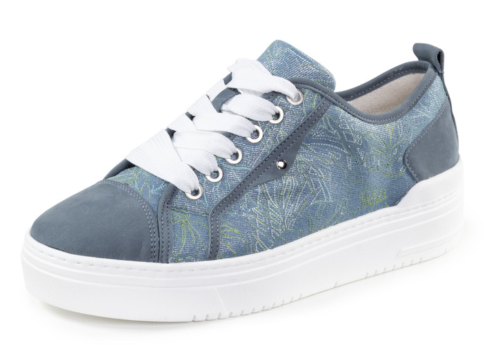 Damskor - Waldläufer sneakers med spets med lekfullt tryck, i färg JEANS Utsikt 1